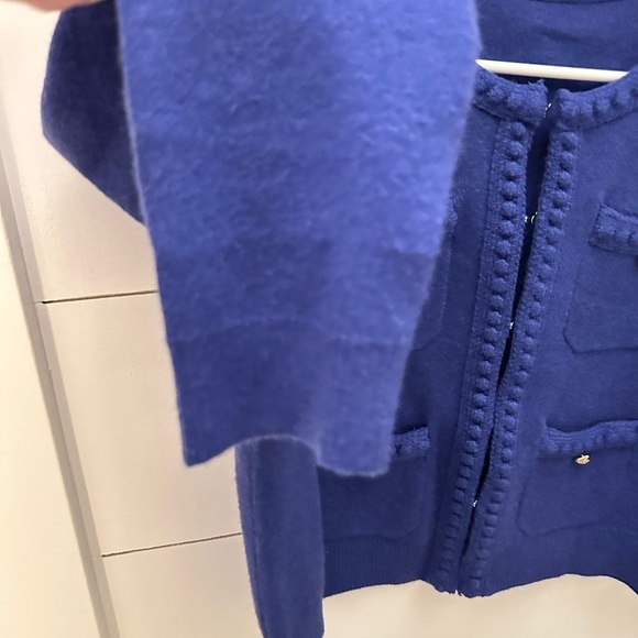 BLUE classic gold button preppy quiet luxury woman no brand soft cardigan S - Picture 12 of 13